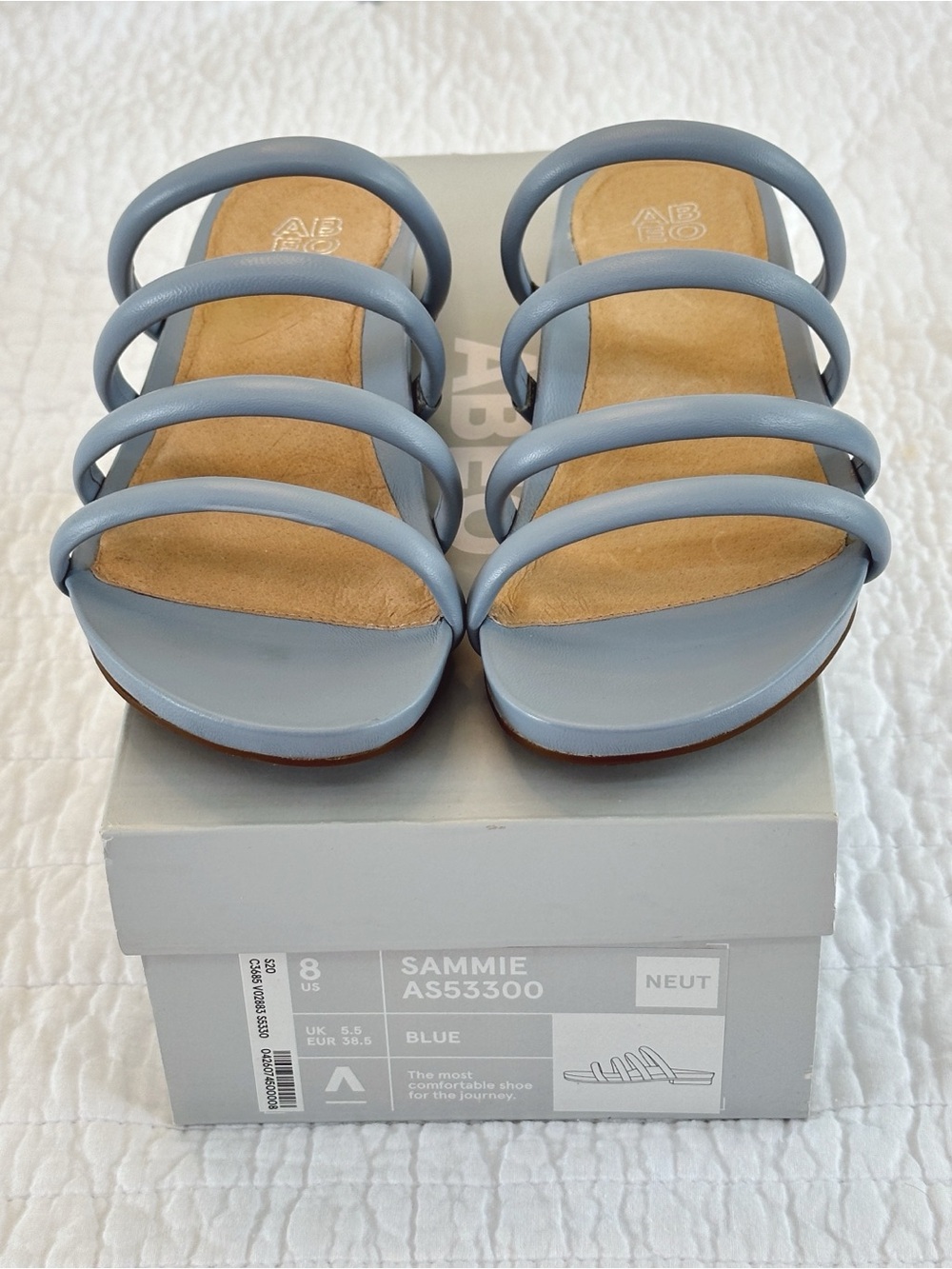 Abeo Sammie Leather Comfort Sandals Blue Size 8 | Cushioned Footbed - Picture 2 of 9